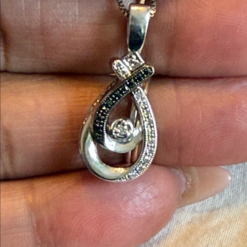 Kay Jeweler Sterling Silver Black/White Diamonds Necklace